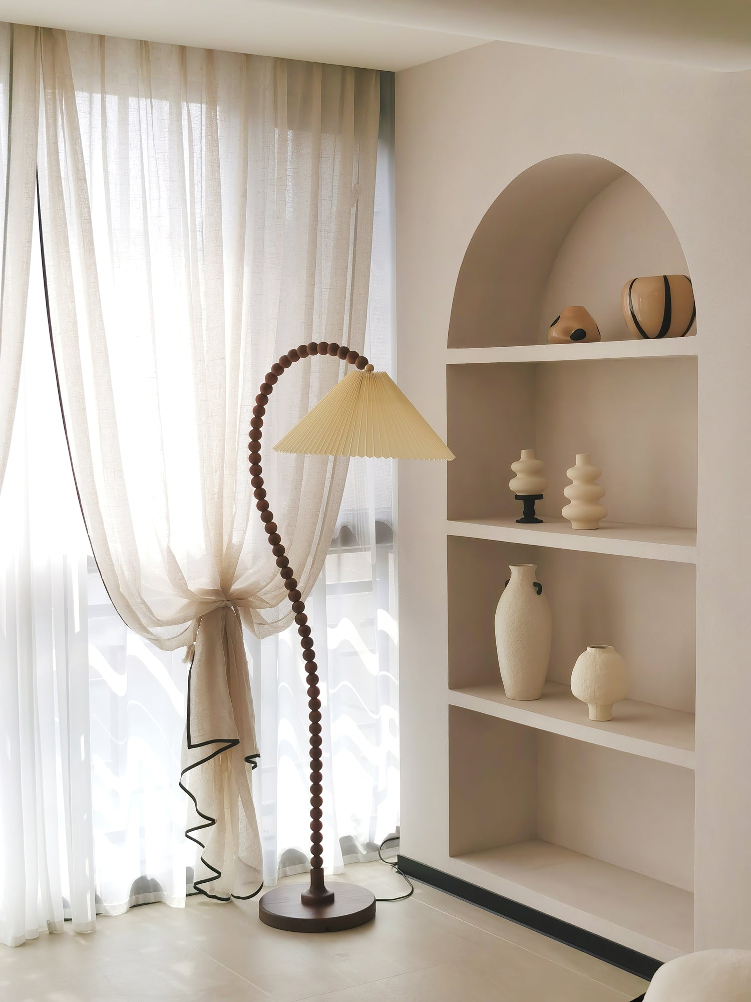 Wooden Bead Floor Lamp