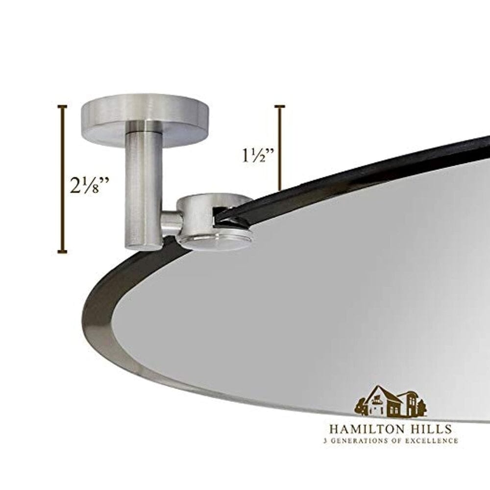 Large Pivot Oval Mirror with Brushed Chrome Wall Anchors 24