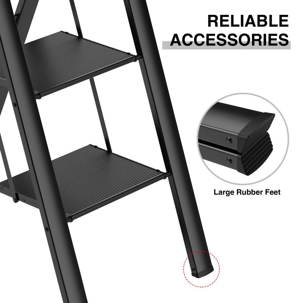 5 ft. 4-Step Aluminium Retractable Handgrip Folding Step Stool Ladder with Anti-Slip Wide Pedal Yea-LKD0-XYP