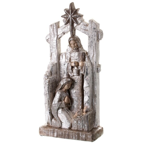 19.5 Paperstone Metallic Holy Family W/Cresh