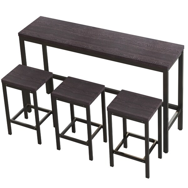 4 piece Dining Table Set with 3 Stools