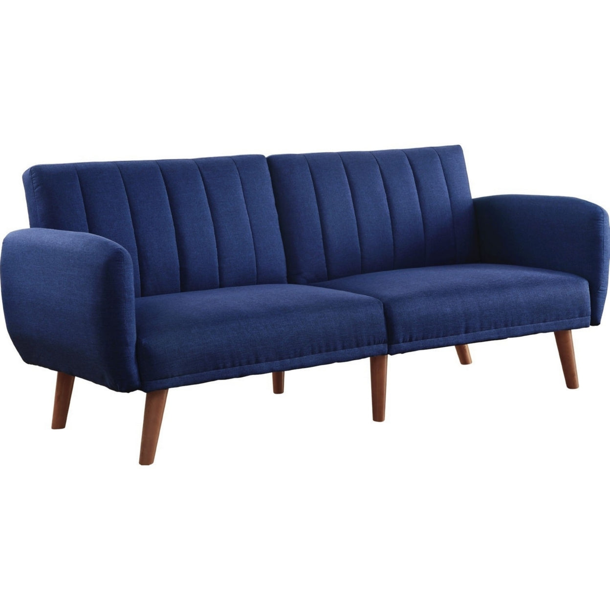 Fabric Upholstered Adjustable Sofa, Blue and Brown- Saltoro Sherpi