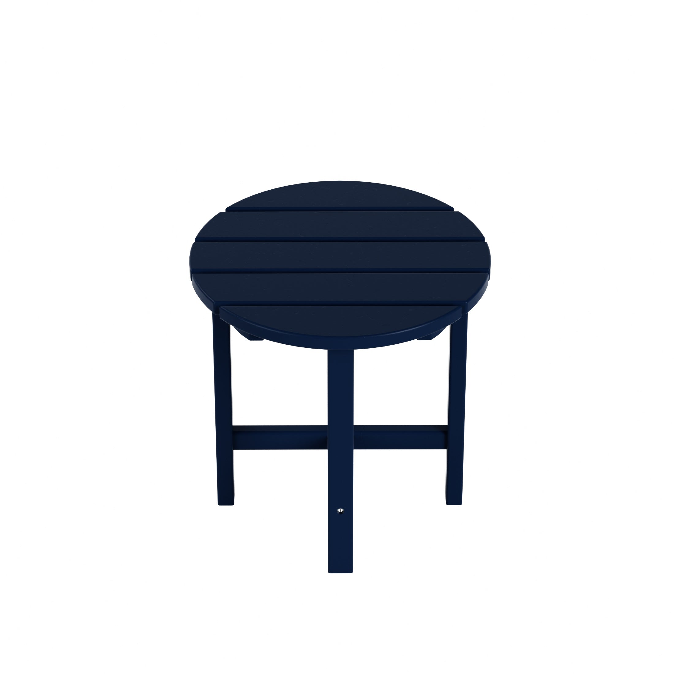 Garden 18 Inch Round Plastic Outdoor Patio Side Table, Navy Blue