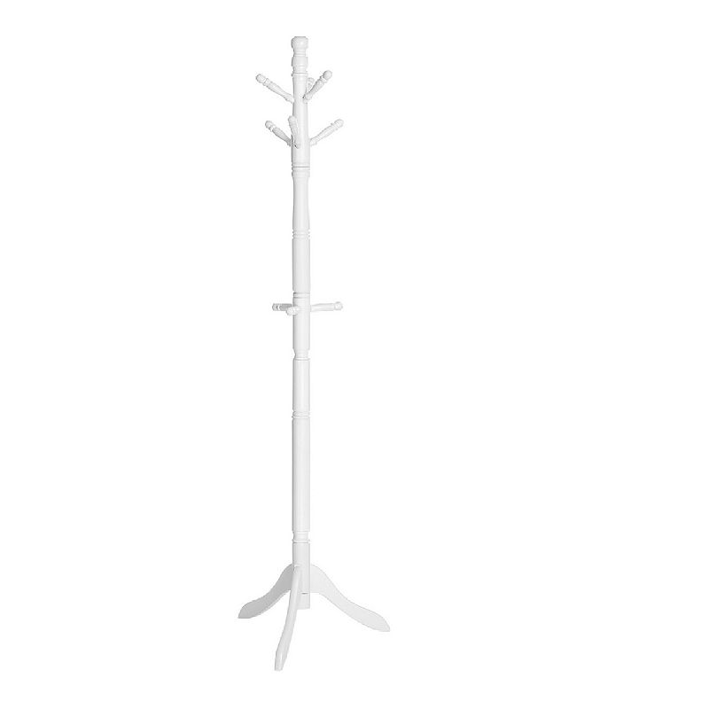 Coat Rack With 10 Hooks， Rubber Wood Coat Tree Free Standing， For Clothes， Hats， Handbags， Umbrella