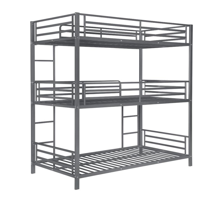 Maynard Metal Triple Twin Bunk Bed Gunmetal- 422670