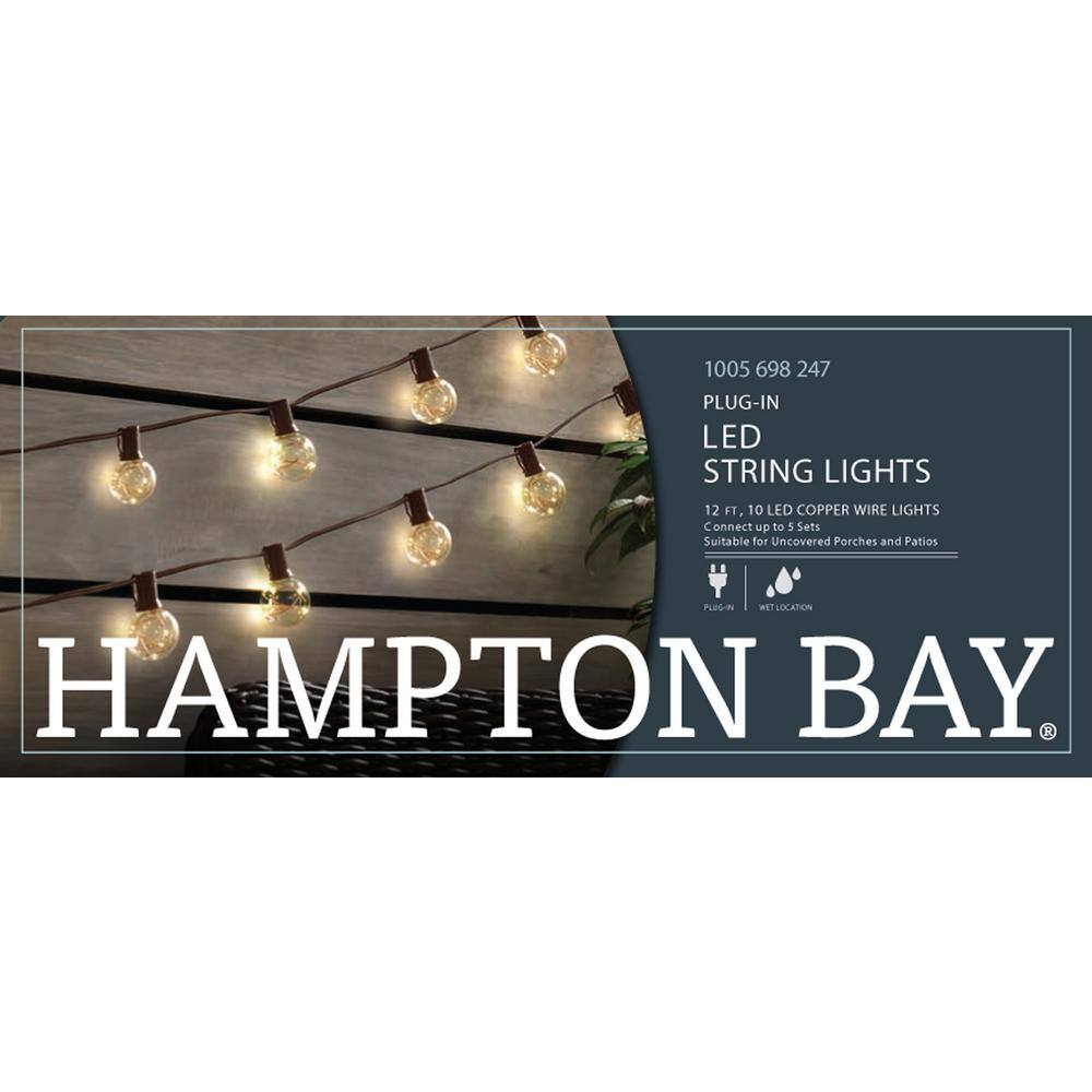 Hampton Bay OutdoorIndoor 12 ft. Plug-In LED G40 Copper Fairy String Light (3-Pack) NXT-SL9507(3pk)