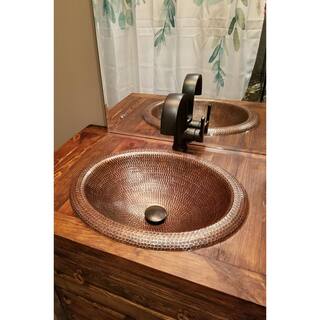 Premier Copper Products Self-Rimming Wide Rim Oval Hammered Copper Bathroom Sink in Oil Rubbed Bronze LO18RDB