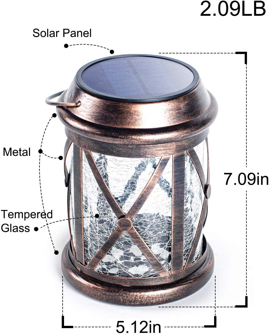 Solar Hanging Lantern， Outdoor Lighting Decorative Light  - Crack in The Glass