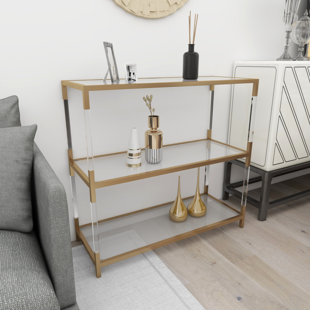 Contemporary Gold Metal Console Table 56934   Contemporary   Console Tables   by Brimfield  ampMay  Houzz