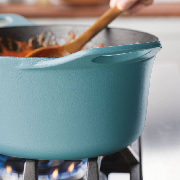 Rachael Ray Premium Nitro Cast Iron Dutch Oven 6 5qt Agave Blue