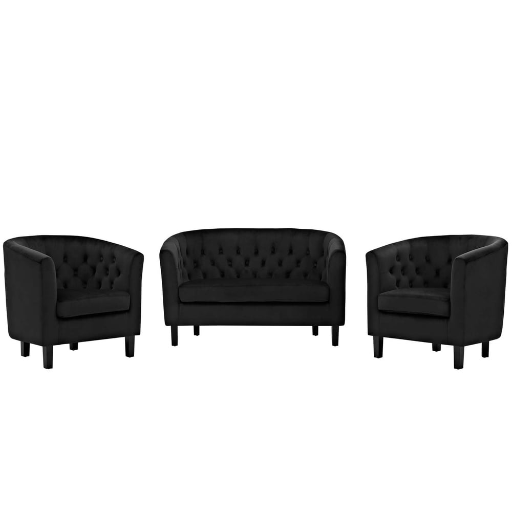 Prospect 3 Piece Velvet Loveseat and Armchair Set