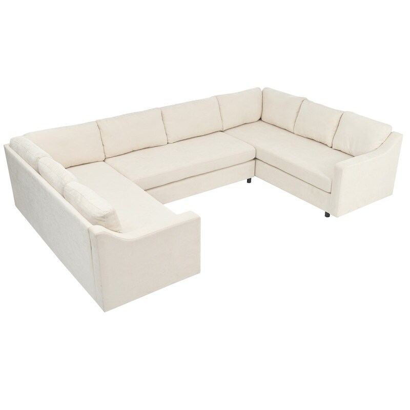 3 Pieces Upholstered U Shaped Large Sectional Sofa with Comfort Upholstered Thick Seat and Back Cushions Sofa