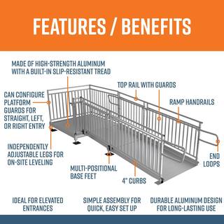 EZ-ACCESS PATHWAY HD 10 ft. Aluminum Code Compliant Modular Wheelchair Ramp System PHD S1048G