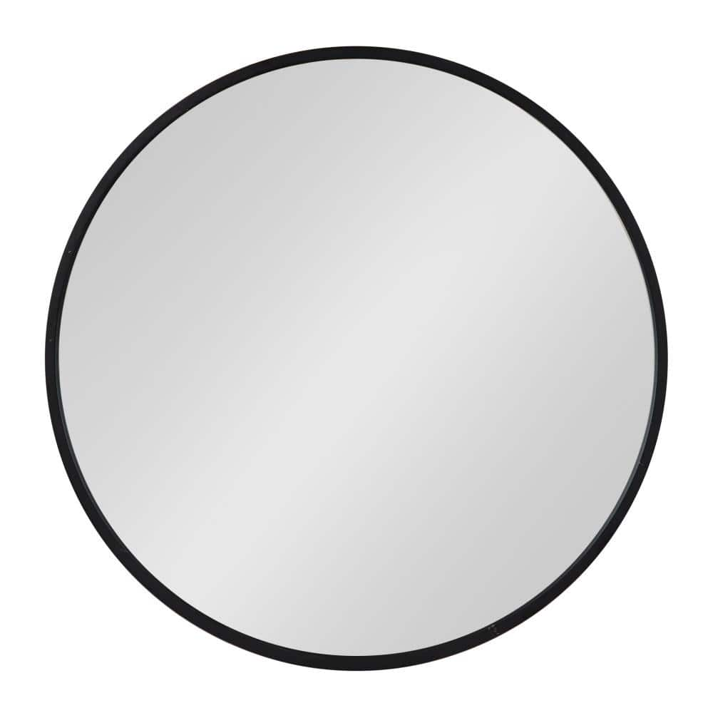 Kate and Laurel Medium Round Black Contemporary Mirror (25.59 in. H x 25.59 in. W) 213122