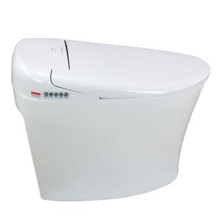 Transolid Ginger 1-Piece 1.28 GPF Single Flush Elongated Smart Toilet Bidet in White TL-77780-A