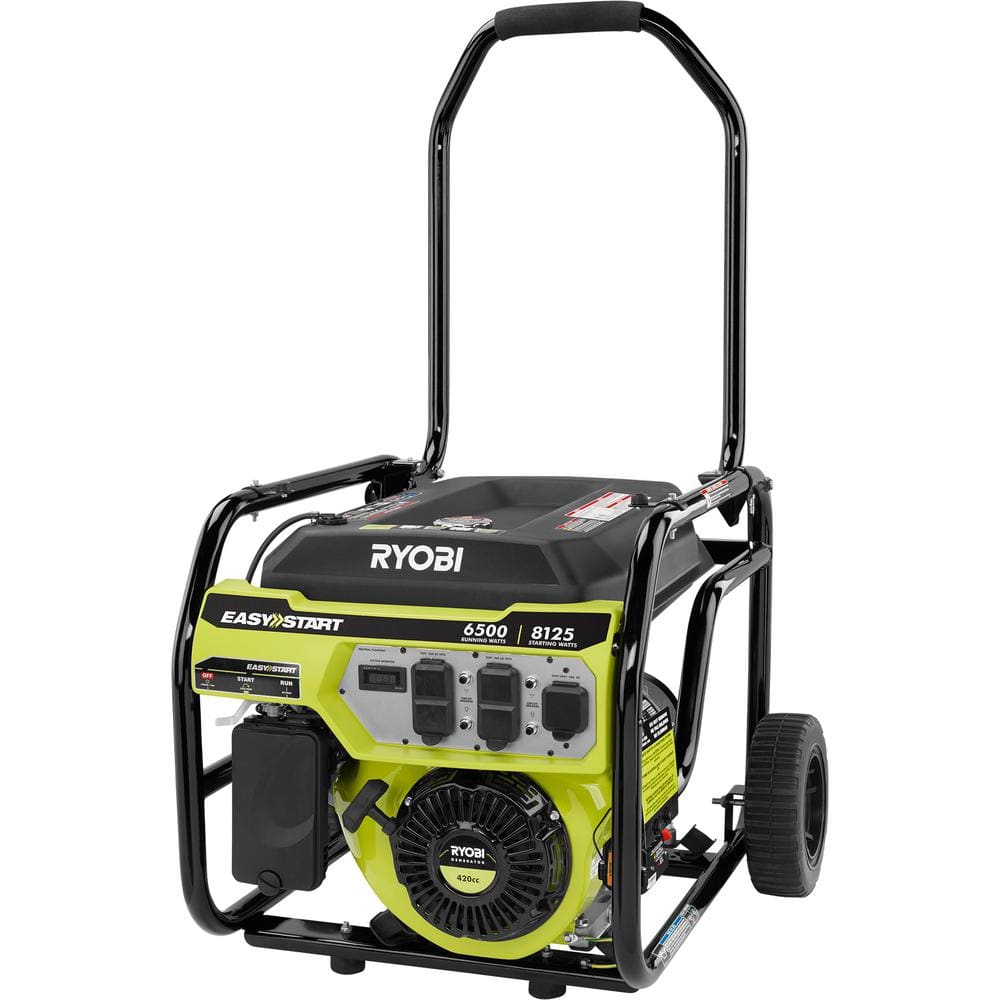 RYOBI 6,500-Watt Gasoline Powered Portable Generator with CO Shutdown Sensor RY906500S