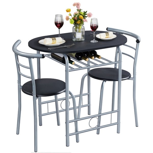 Yaheetech Modern Round Dining Table Set， 3 Piece Dining Room Sets