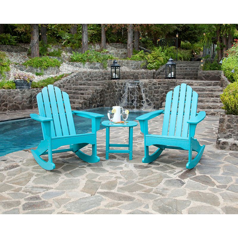 Hanover Accessories All-Weather Rocking Adirondack Patio Chair and End Table 3-piece Set