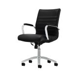 Modern Comfort Winsley Bonded Leather Mid-Back Manager's Chair， Black/Silver， BIFMA Certified