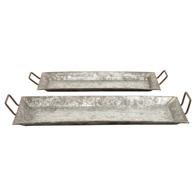 Farmhouse Rustic Serving Tray Set Gray 2pk Olivia amp May