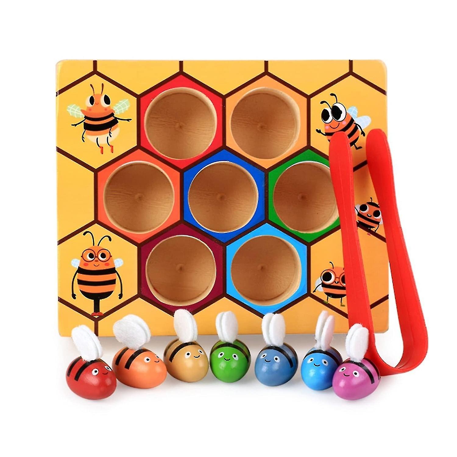 Educational Industrious Little Bee Kids Wooden Toys For Children Interactive Beehive Board