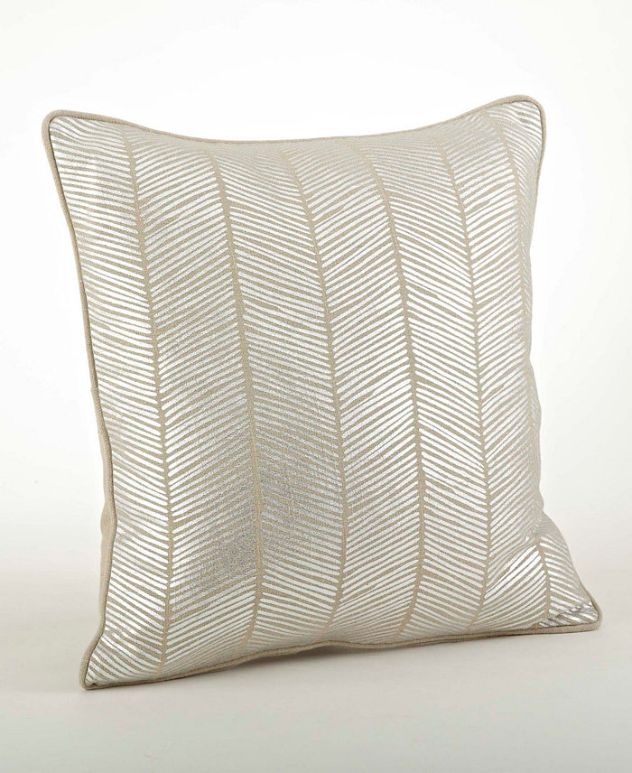 Saro Lifestyle Metallic Herringbone Decorative Pillow， 20 x 20