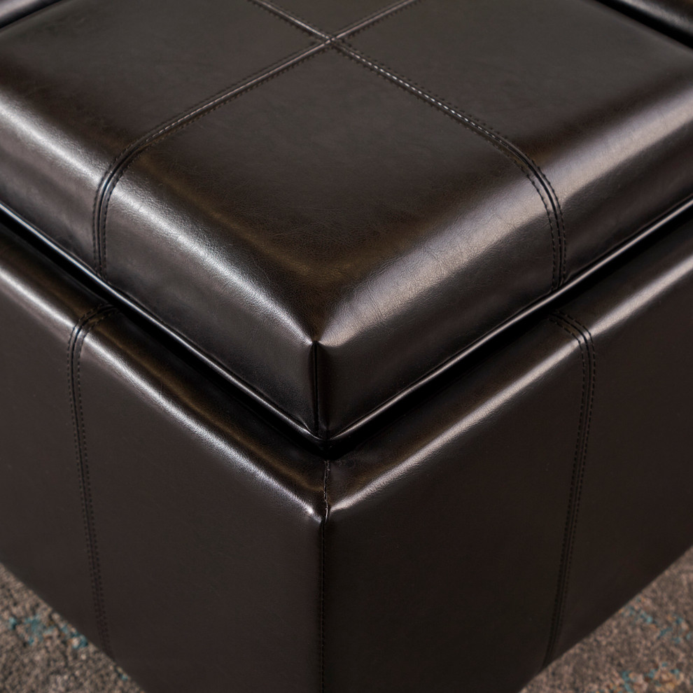 GDF Studio Harley Leather 4 Tray Top Storage Ottoman   Transitional   Footstools And Ottomans   by GDFStudio  Houzz