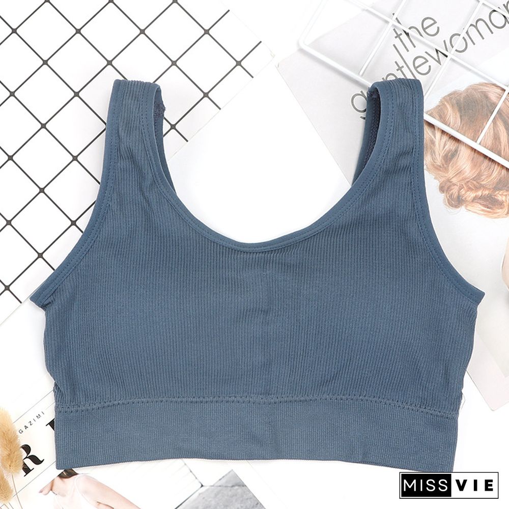 Women Tank Crop Top Seamless Sport Camisole Underwear Push Up Bra Sports Sleeveless Tops