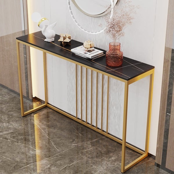 47.2-inch Long Solid Marble Narrow Console Table - W 47.2