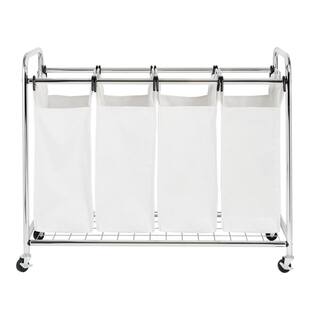 Honey-Can-Do WhiteChrome Steel and Poly-cotton 4-Compartment Laundry Sorter SRT-09453