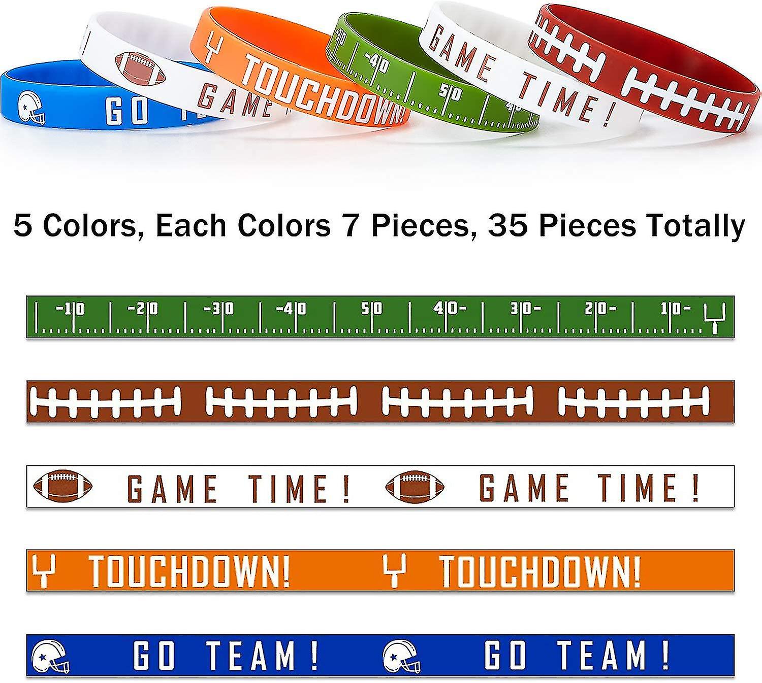 35 Pieces Football Silicone Bracelet Motivational Rubber Wristbands Rugby Silicone Wristband For Sport Themed Football Themed Birthday Party Award Gif