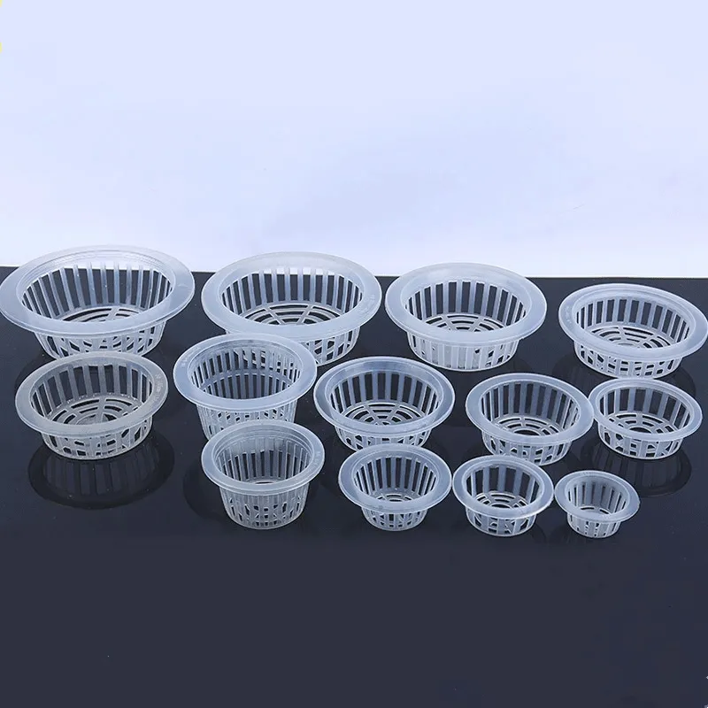 hydroponic net pots transparent clear orchid breathable drainage anti rot root special mesh plastic flower mesh pot net cup