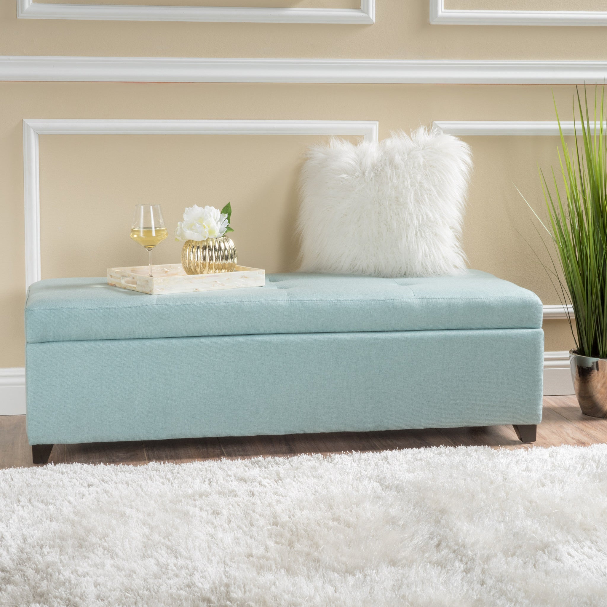 Bajia Contemporary Tufted Fabric Storage Ottoman Bench