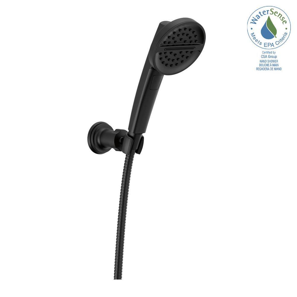 Delta 3-Spray Patterns 1.75 GPM 4.13 in. Wall Mount Handheld Shower Head in Matte Black 55386-BL