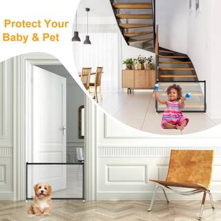 Cisvio 70.87 in. Metal Dog Gate Dog Pet Baby Safety Guard Gate Folding Safety Mesh Fence Guard for Hall Doorway Stairwells D0102H2J9MY