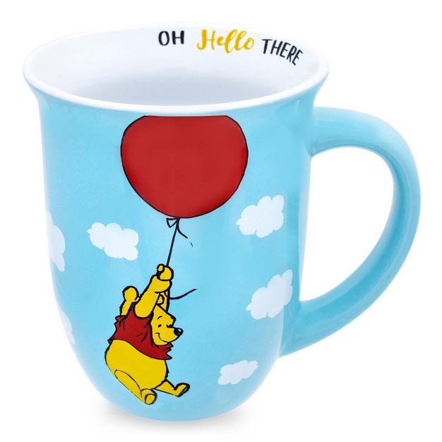 Silver Buffalo Disney Winnie The Pooh Balloon Float Wide Rim Ceramic Mug Holds 16 Ounces