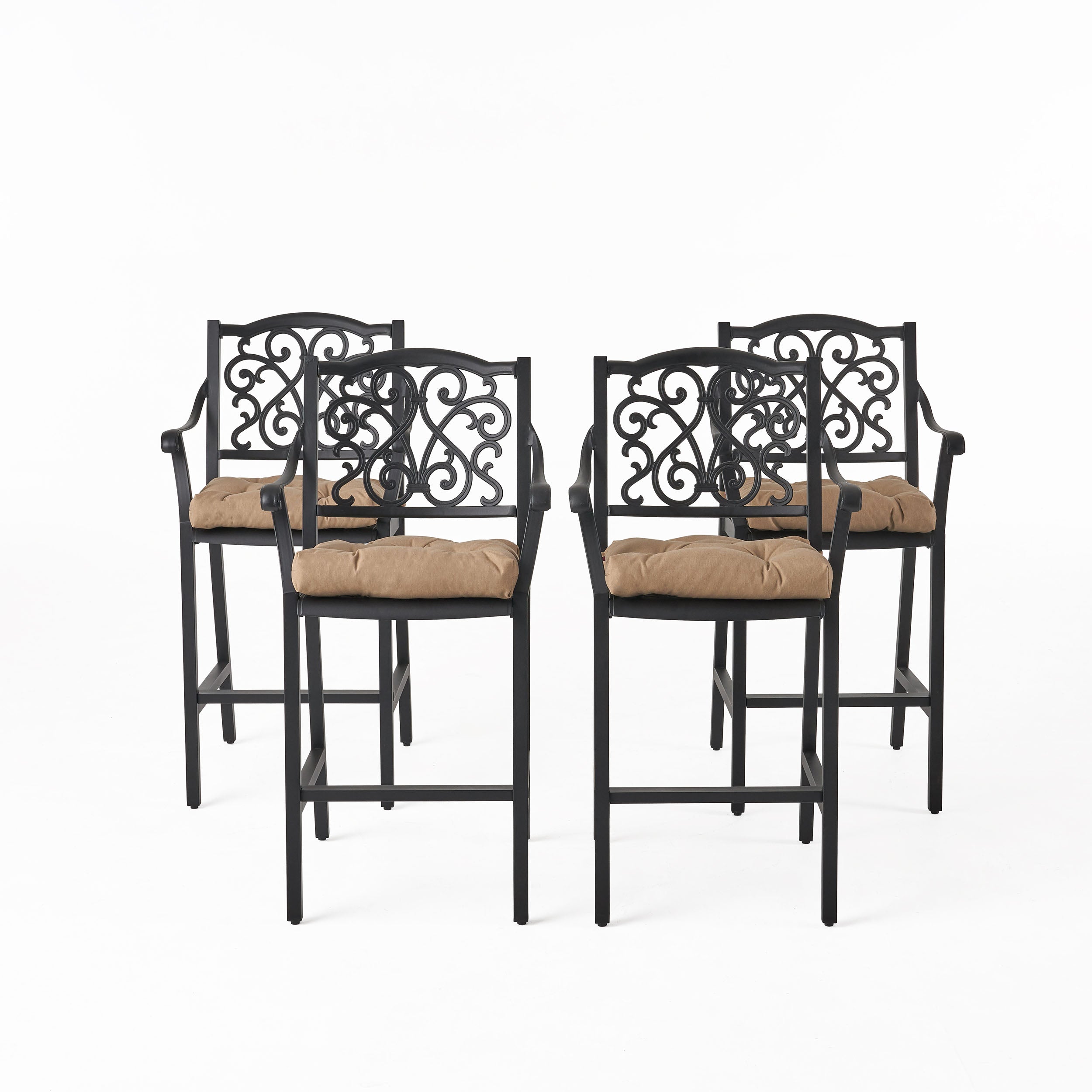 Prescott Outdoor Barstool with Cushion (Set of 4)