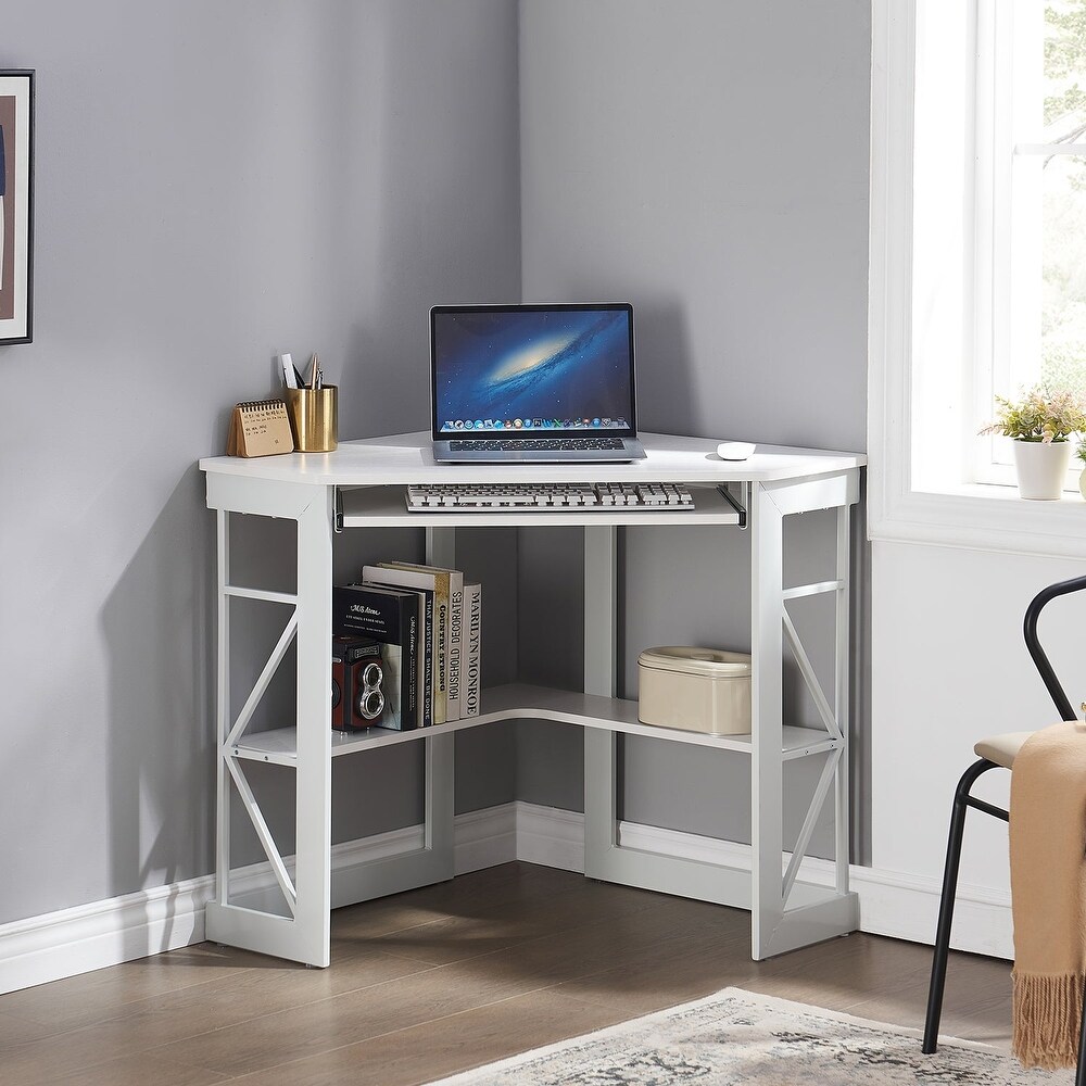 VECELO Triangle Corner Desk  Office/Computer/Writing Desk for Student Apartments