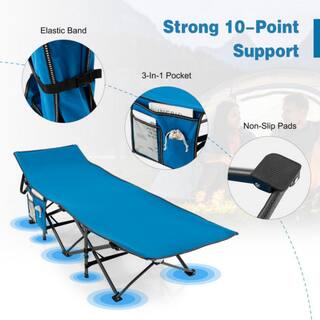 Alpulon Blue Wide Foldable Camping Cot with Carrying Bag ZMWV069