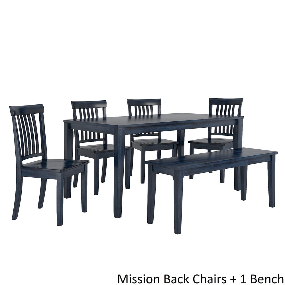 Wilmington II 60 Inch Rectangular Antique Dark Denim Dining Set by iNSPIRE Q Classic