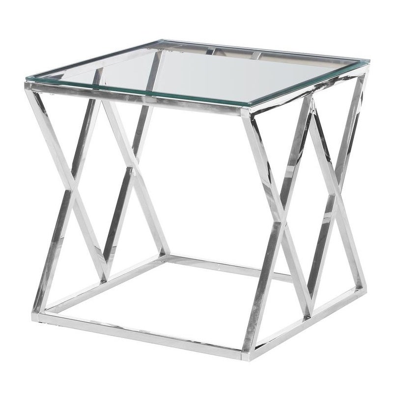 Best Master Furniture Clear Glass Silver Square End Table