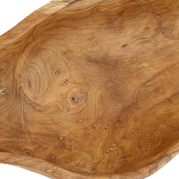 Wide Teak Wood Leaf Decorative Bowl