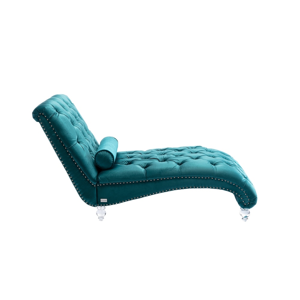 Velvet Concubine Sofa Chaise Reclining Lounger Sofa with Acrylic Feet