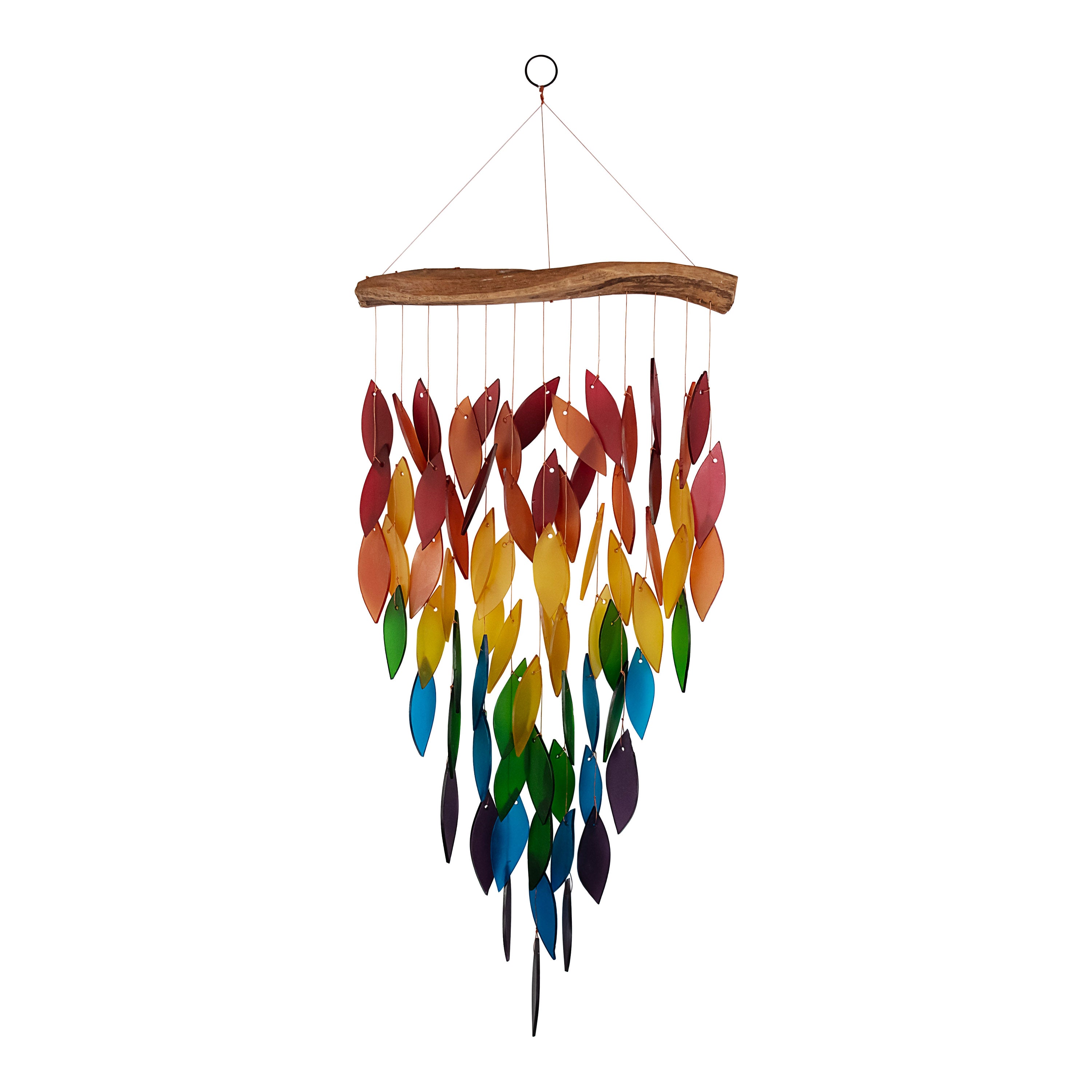 Blue Handworks Glass Wind Chime Deluxe Rainbow Waterfall Wind Chime for Outside