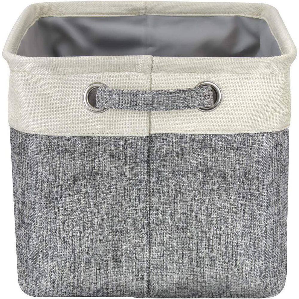 Sorbus 9 in. L x 10 in. W x 15 in. H Gray Uppercase text Fabric Cube Storage Bin with Carry Handles 3-Pack BSKT3-L1