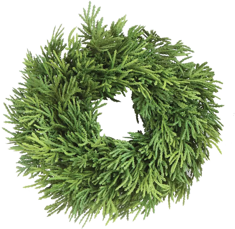 8 Inch Round Green Faux Cedar Wreath Arrangement