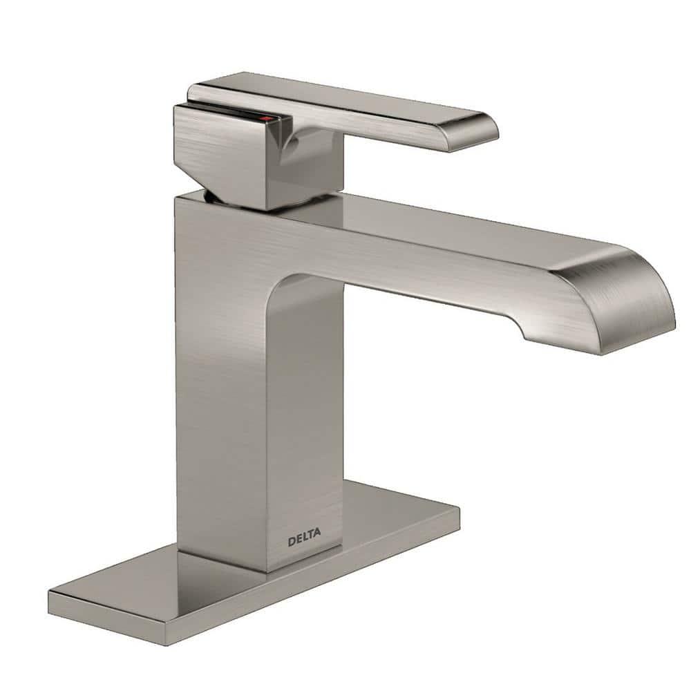 Delta Ara Single Hole SingleHandle Bathroom Faucet with Metal Drain Assembly in Stainless