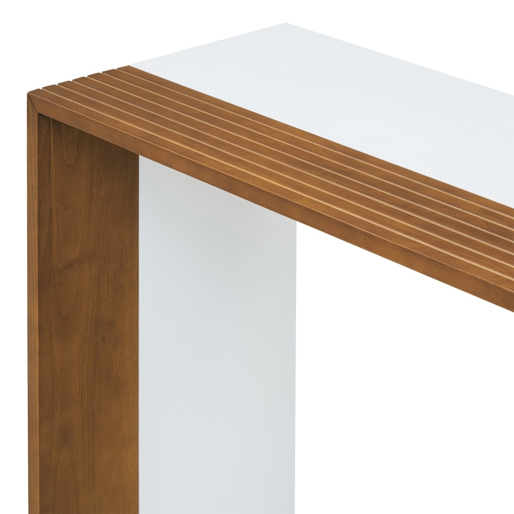 Modern Console Tables with 2 Color Blocked  Wood Extra Long Entryway Table Accent Sofa Table for Hallway Living Room