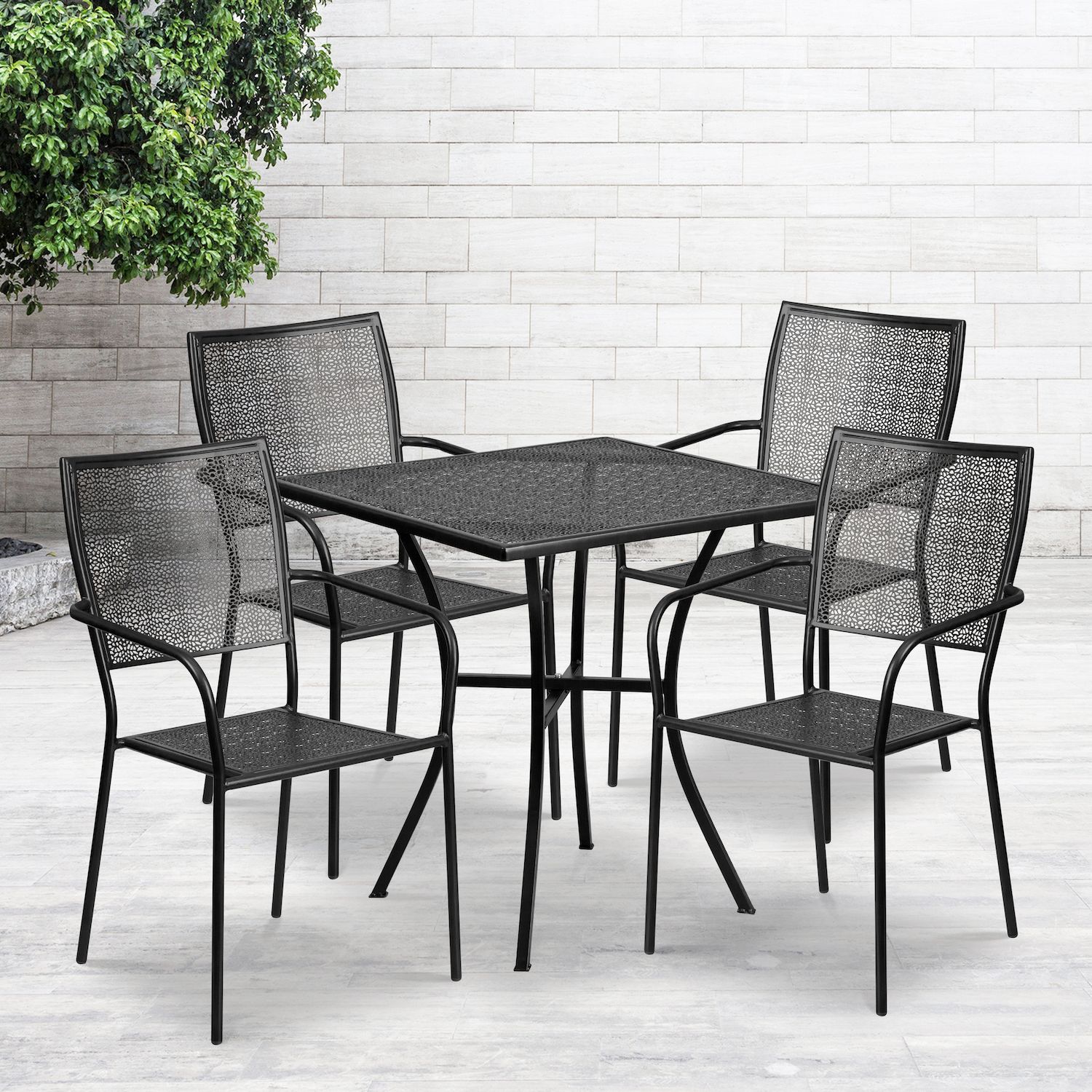 Flash Furniture Commercial Square Indoor / Outdoor Patio Table and Chair 5-piece Set