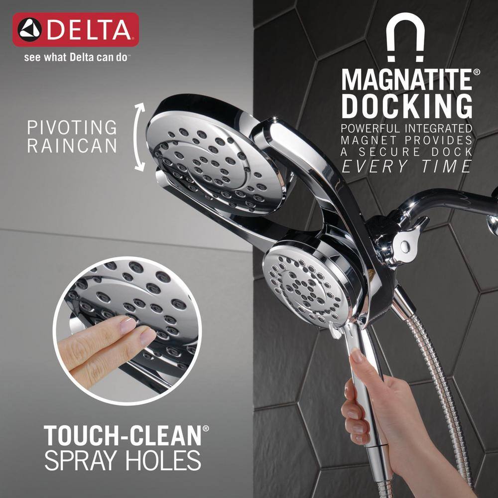 Delta HydroRain 4-Spray Patterns 1.75 GPM 6 in. Wall Mount Dual Shower Heads in Chrome 75699